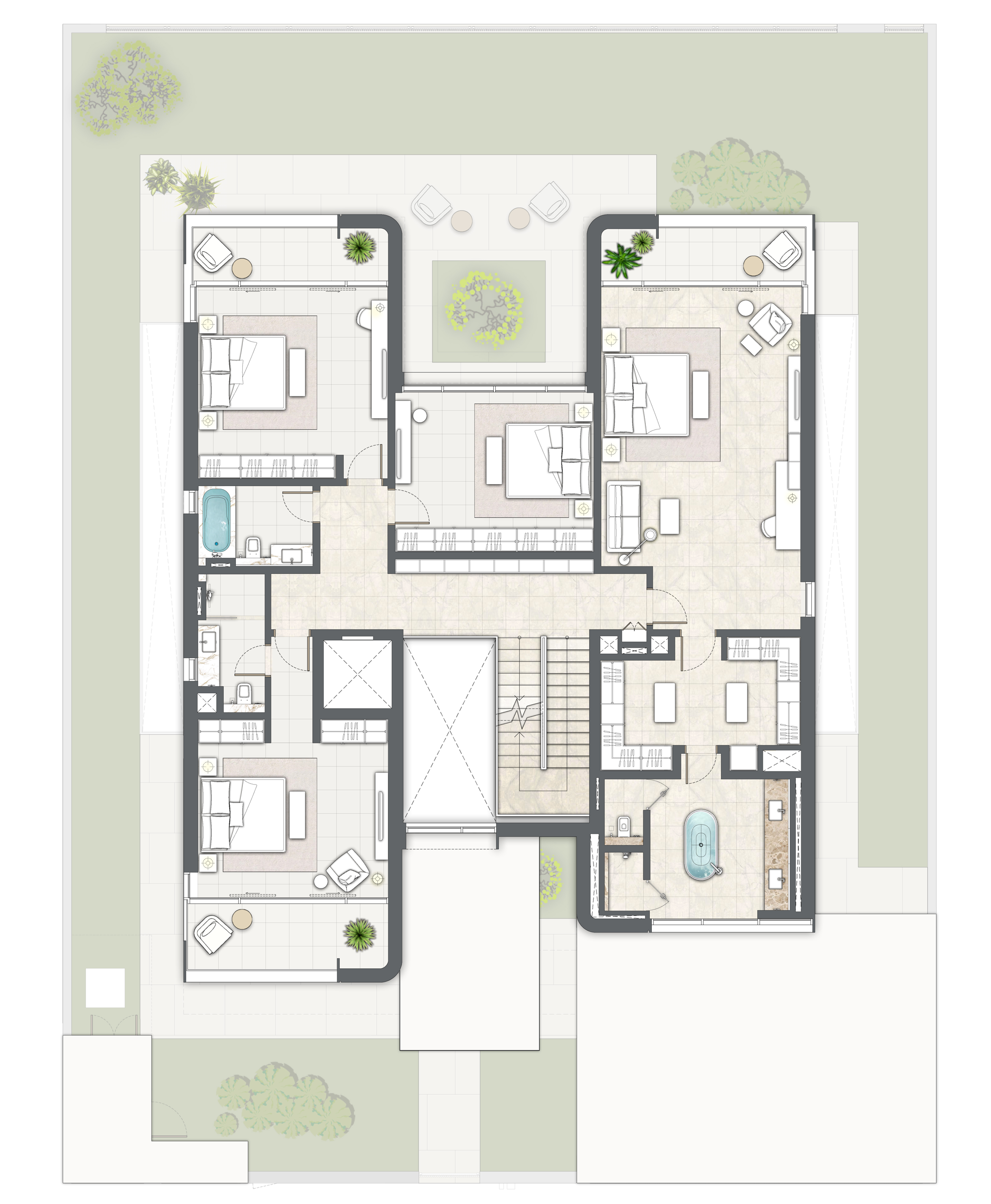 First floor — Address Hillcrest five-bedroom park-facing villa