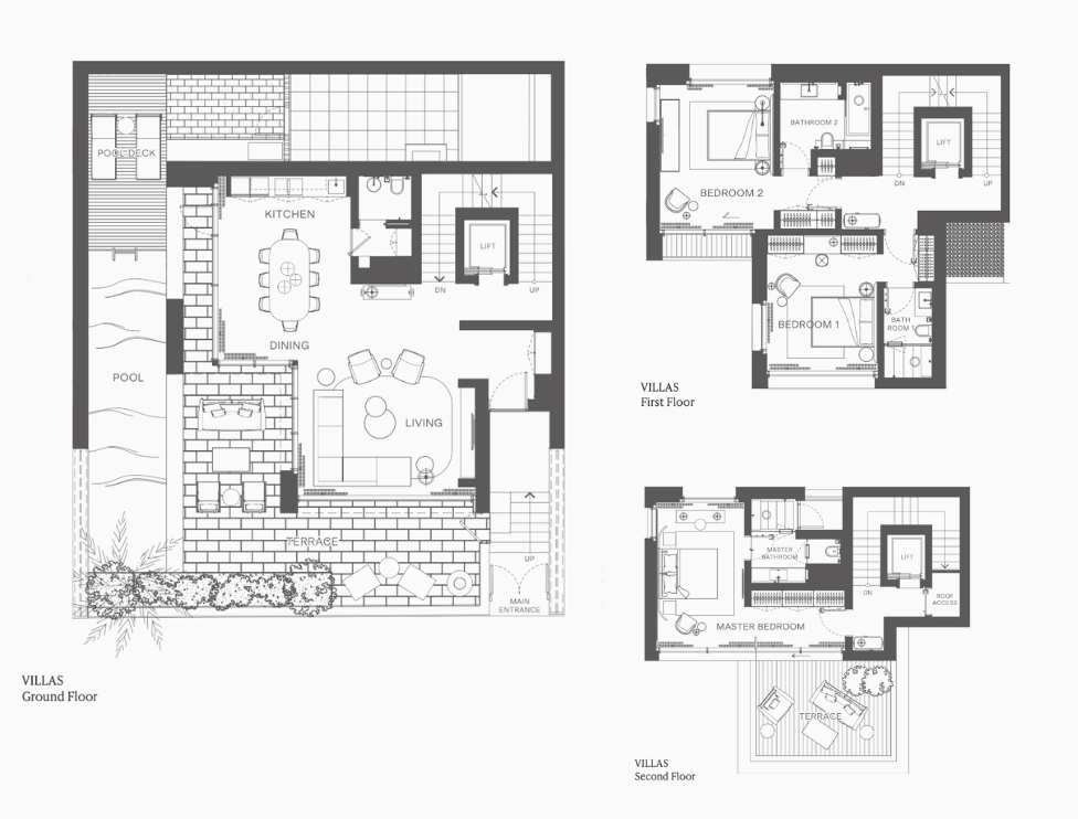 Ground, first and second floors — Eden House The Canal three-bedroom villa