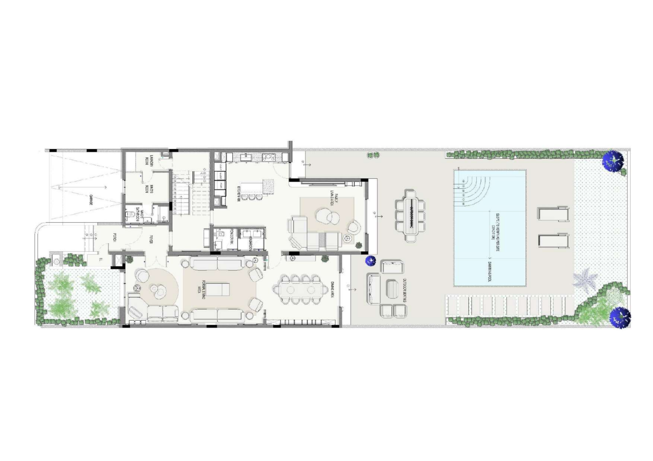 Ground-floor layout — Mangrove Village five-bedroom waterfront villa