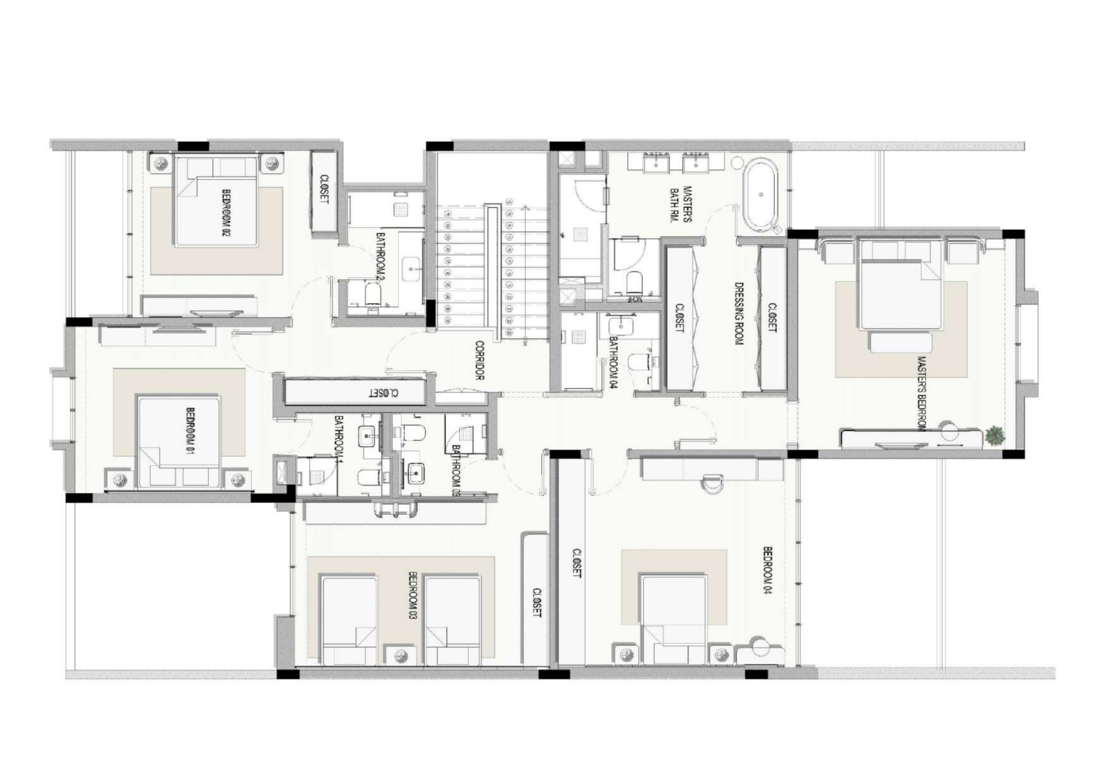 First-floor layout — Mangrove Village five-bedroom waterfront villa