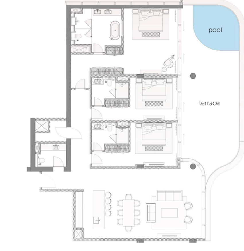 FIVE LUXE Sensoria three-bedroom private-pool residence floor plan